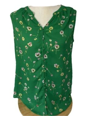 Rachel Zoe Green Floral Sleeveless Blouse